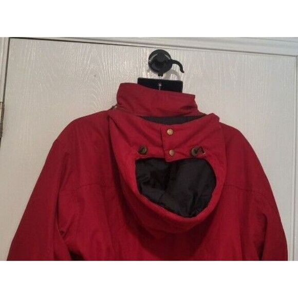 Vintage Woolrich Lined Hooded Coat Women Sz L Holly Berry Red‎ Winter Outerwear - Picture 6 of 11